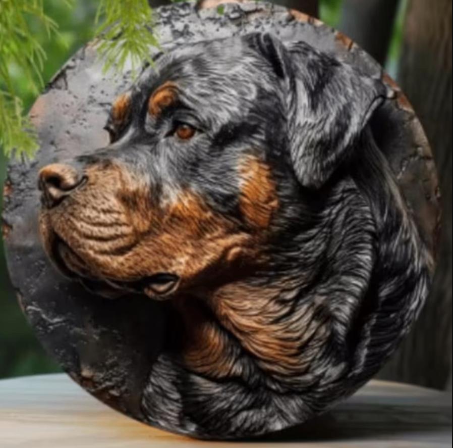 Vintage rond metalen bord Rottweiler gezicht (20cm), Enlèvement ou Envoi, Neuf