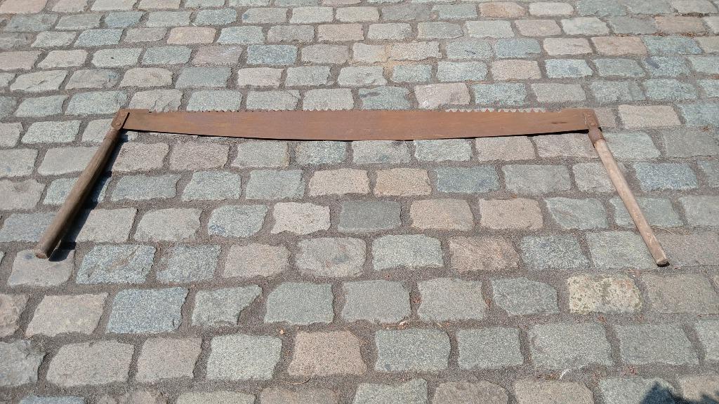 antieke, oude,ijzeren boomzaag-zwaar model-L 1,68m x17cm Br, Antiek en Kunst, Ophalen