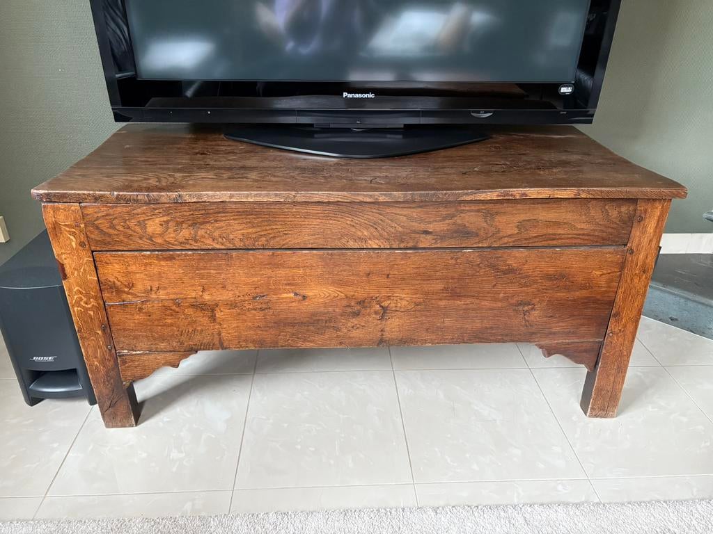 Houten televisiemeubel, Ophalen, Gebruikt, 100 tot 150 cm, Eikenhout