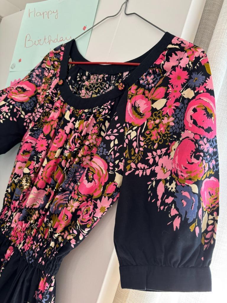 Jurk vintage maat XS, Blauw, Ophalen of Verzenden, Zo goed als nieuw, Knielengte