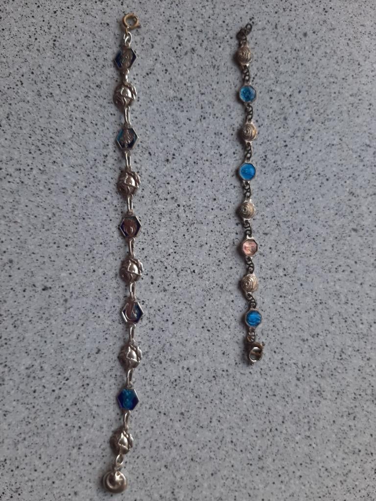 2 vintage Lourdes armbanden met emaille, Ophalen of Verzenden, Gebruikt, Sieraad, Christendom | Katholiek