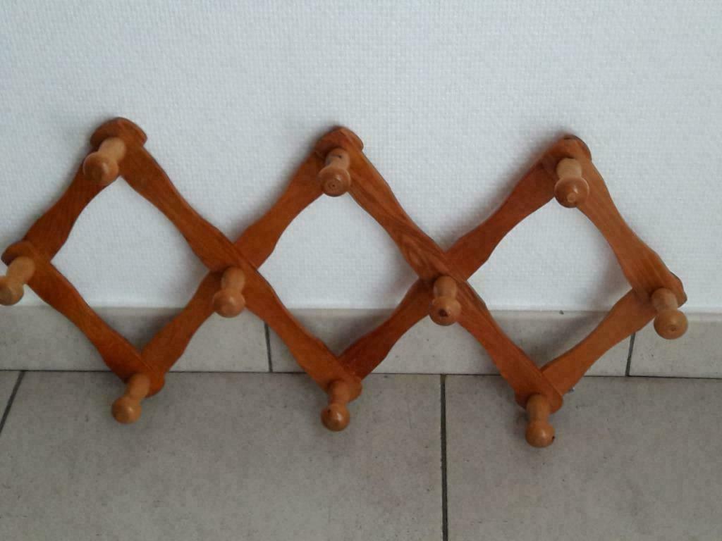 Porte-manteaux accordéon en bois vintage, Maison & Meubles, Enlèvement ou Envoi, Utilisé, Bois, Portemanteau mural
