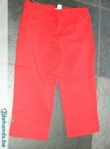 [1286]broek rood claude arielle B 48 FR 50--driekwart, Kleding | Dames, Maat 46/48 (XL) of groter, Ophalen of Verzenden, Driekwart