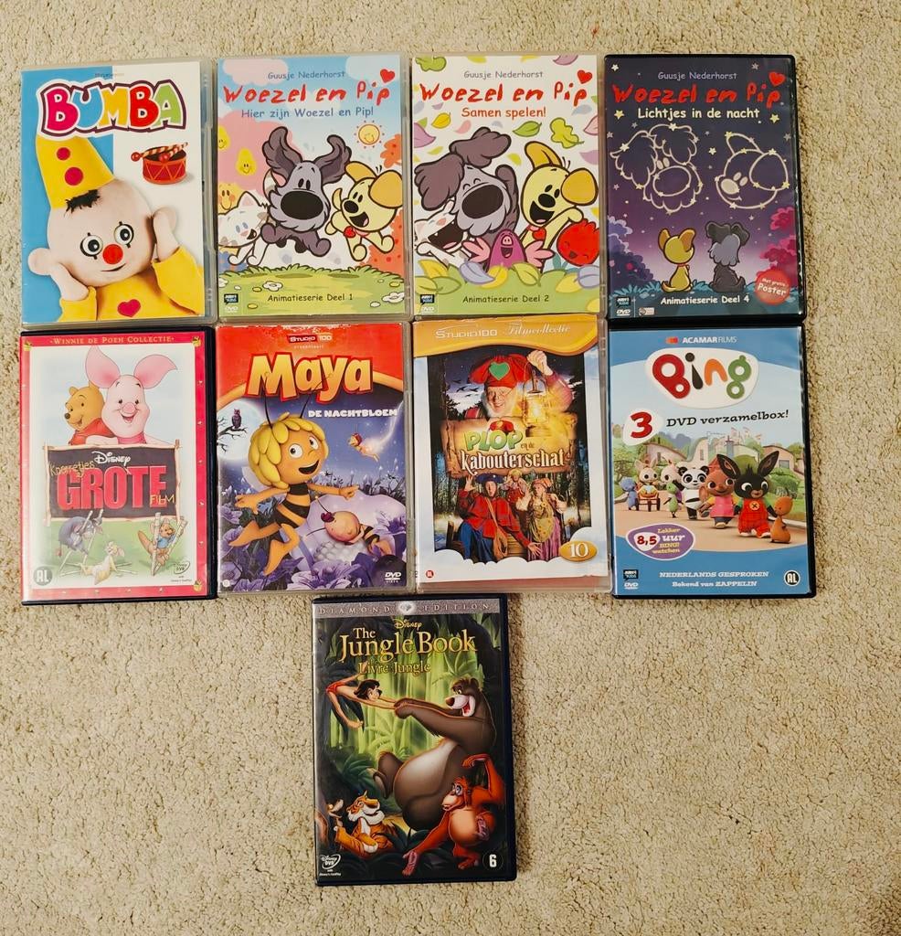 11 DVD’s kinderen - Bing, Bumba, Plop, Maya, Woezel & Pip…, Audio, Tv en Foto, Ophalen of Verzenden, Zo goed als nieuw