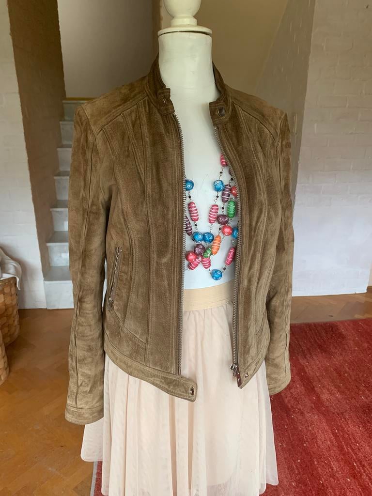 Stoer elegant daim vestje  Goosecraft Biker 015 maat S, Ophalen, Maat 36 (S)