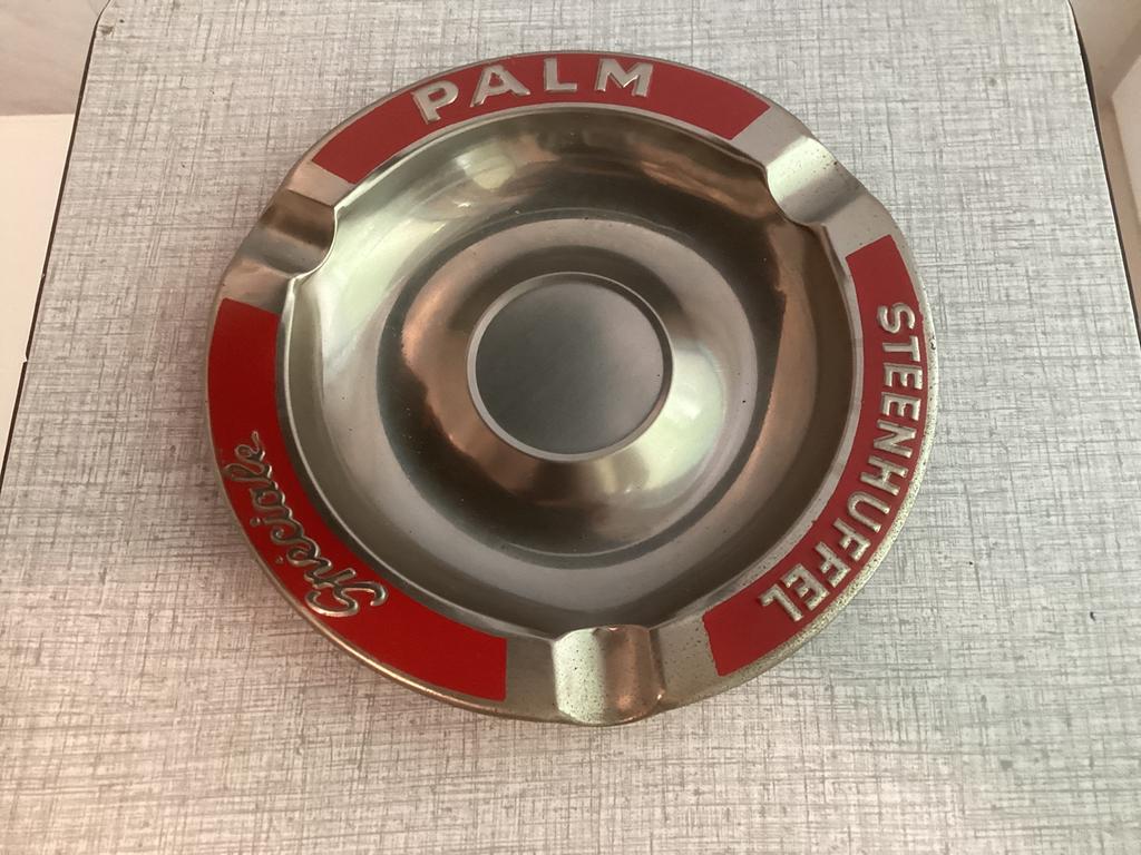 Oud metalen asbakje Palm steenhuffel., Verzamelen, Ophalen of Verzenden, Zo goed als nieuw, Palm