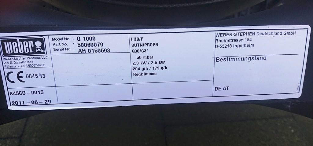 BBQ Weber - Q 1000 met Piëzo ontsteking, Ophalen, Gebruikt, Weber