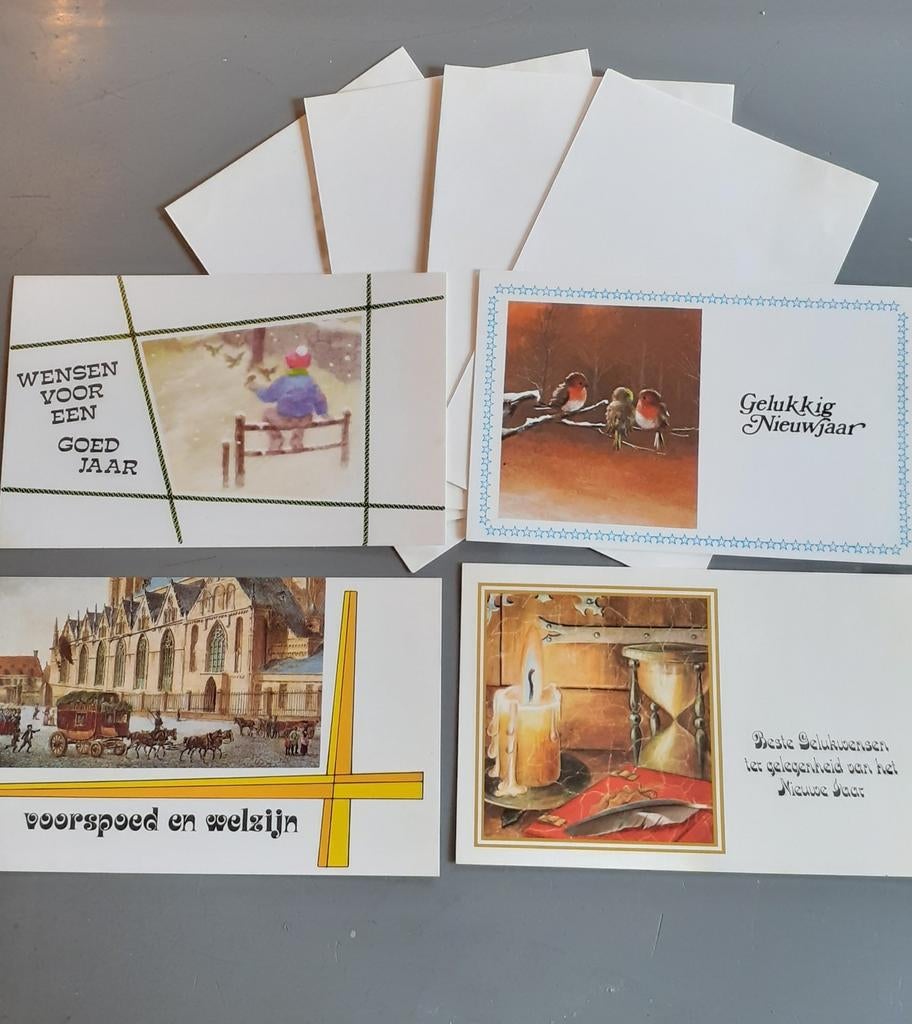 4 cartes de vœux avec enveloppe texte néerlandais, Enlèvement ou Envoi, Comme neuf