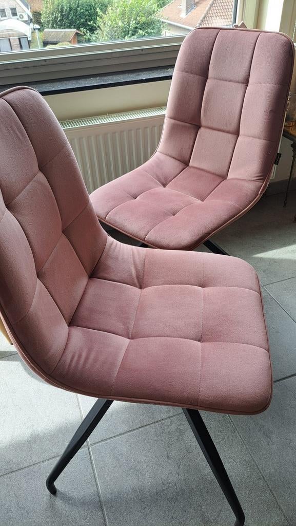 Chaises ZES Velvet rose clair, Maison & Meubles, Fauteuils, Comme neuf, Enlèvement