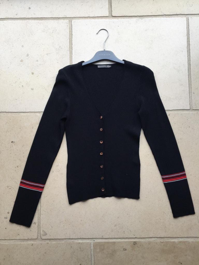 Gilet femme bleu avec rayures rouges/blanc, Xandres, Small, Enlèvement ou Envoi, Taille 36 (S), Comme neuf, Bleu