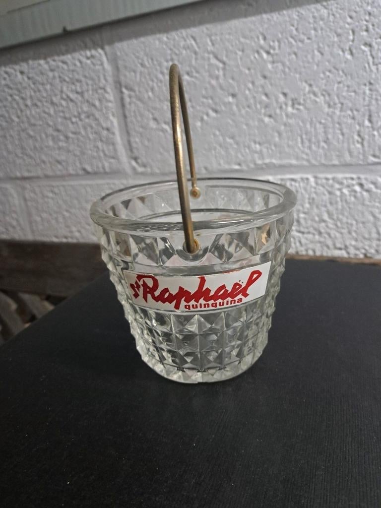 Seau à glace vintage St Rafael en verre + 4 verres vintage, Enlèvement ou Envoi, Comme neuf