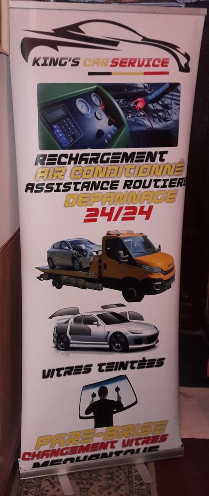 Panneau publicitaire portable (2pc) sur toile, en aluminium., Enlèvement ou Envoi, Utilisé, Panneau publicitaire