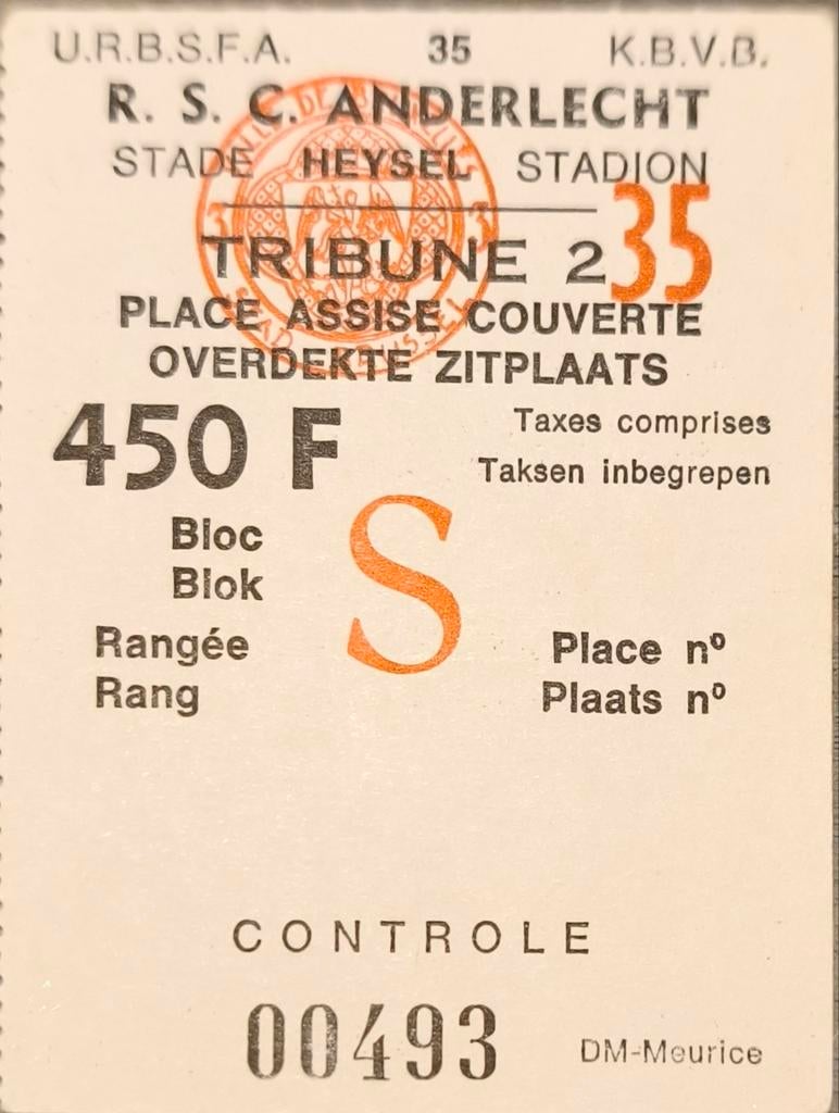 Ticket RSC Anderlecht, Verzamelen, Ophalen of Verzenden