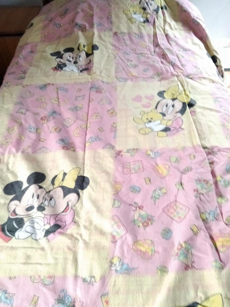Flanellen dekbedovertrek en kussensloop Mickey en Minnie, Ophalen of Verzenden, Dekbedovertrek