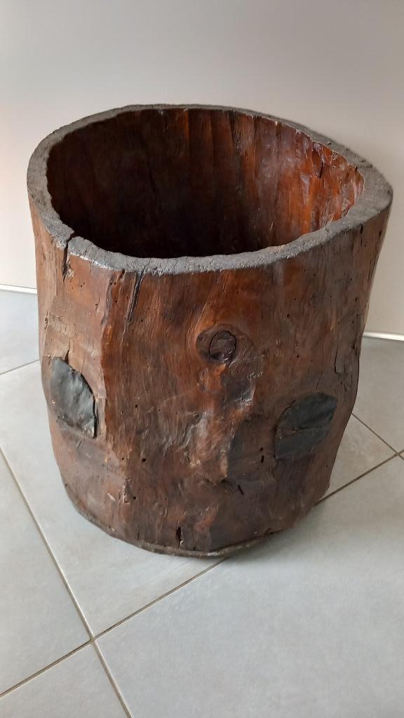 Oude houten pot Valle d'Aosta Italië volkskunst, Antiek en Kunst, Ophalen