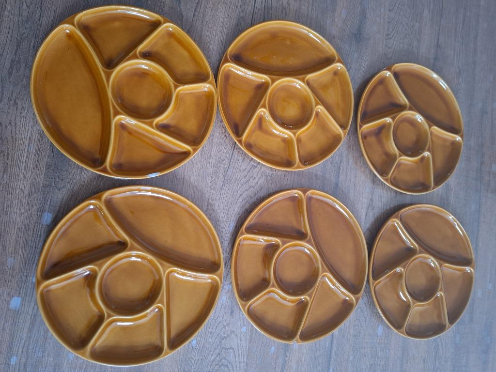 Lot de 6 assiettes à fondue vintage, Ophalen of Verzenden