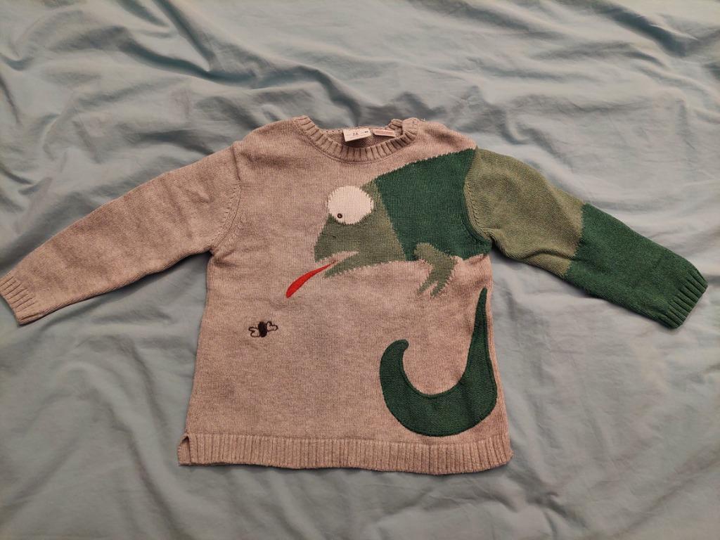 Pull 3 ans ZARA gris clair caméléon, boutons épaule, Kinderen en Baby's, Kinderkleding | Maat 98, Ophalen, Jongen of Meisje, Trui of Vest