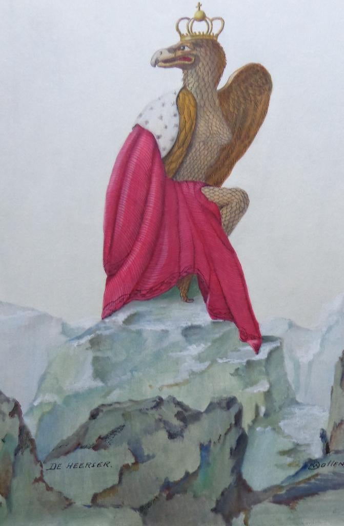 KAREL WOLLENS / DE HEERSER / ORIGINEEL WERK / 39x30cm / SIG, Antiquités & Art, Art | Peinture | Moderne, Enlèvement ou Envoi