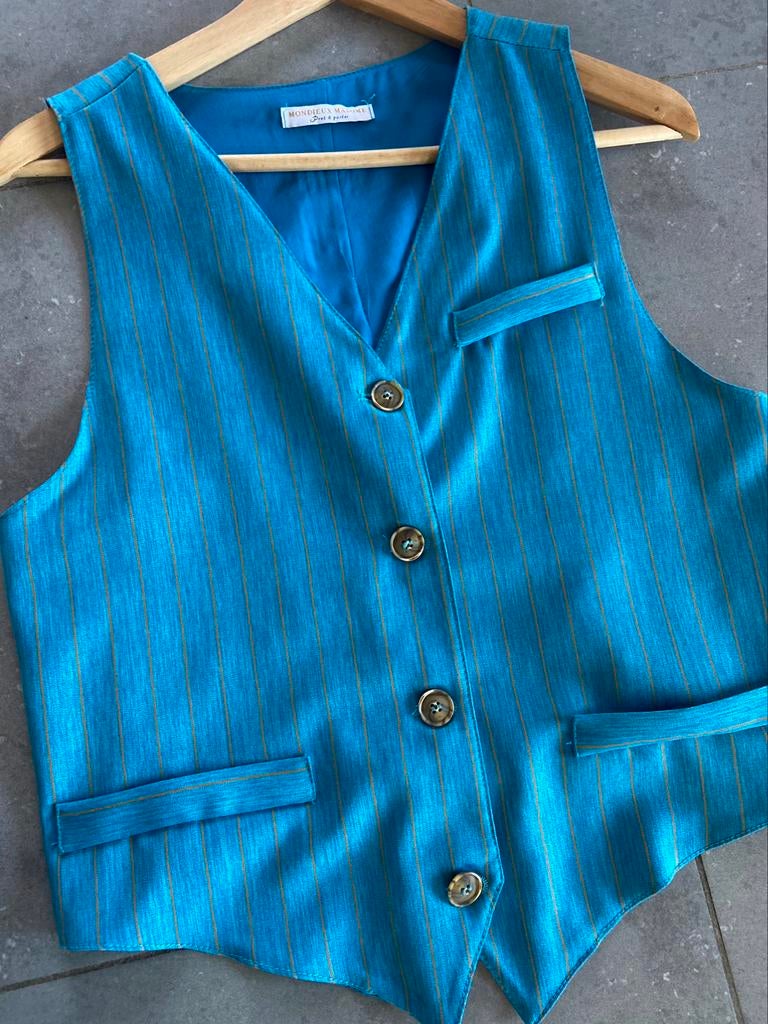Mondieux madame vestje kostuum, Enlèvement ou Envoi, Taille 38/40 (M), Bleu