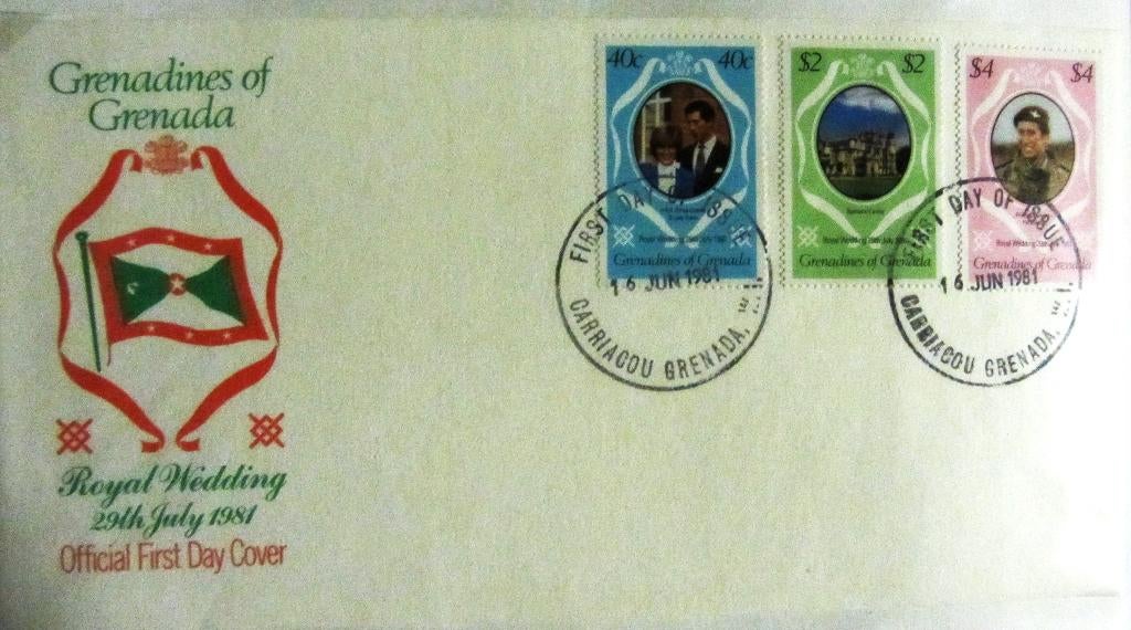 FDC HUWELIJK PRINS CHARLES MET LADY DIANA- GRENADA, Enlèvement ou Envoi, Affranchi, Dynastie