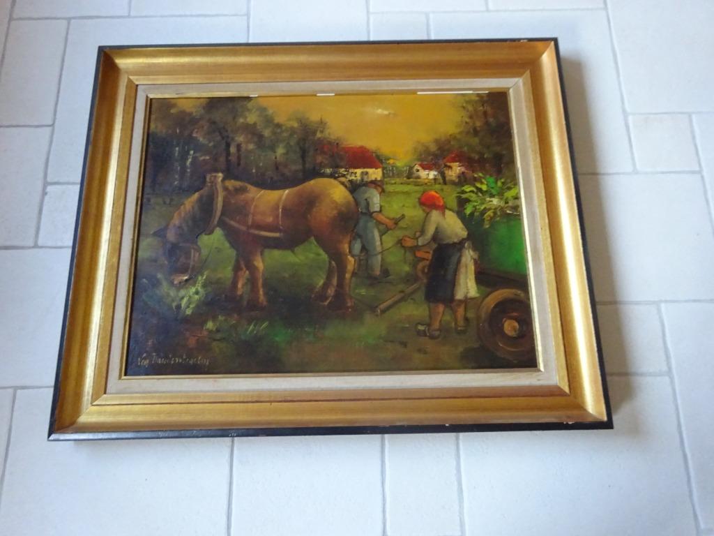 Lea Vanderstraeten, doek, Veldwerk met paard, 65 x 85 cm,, Enlèvement