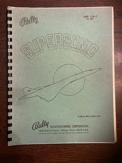 BALLY SUPERSONIC MANUAL WITH SCHEMATICS, Verzamelen, Elektronisch, Bally, Ophalen of Verzenden, Zo goed als nieuw