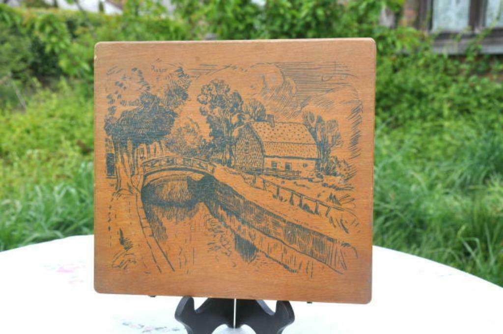 §  boite en bois carrée decor ruisseau, Enlèvement ou Envoi