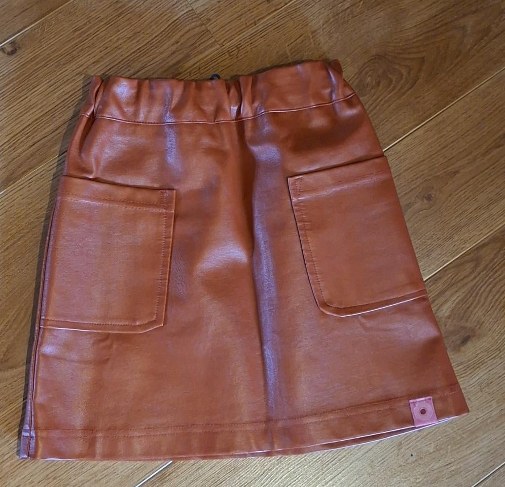 4FF bruin nepleder rokje 134-140, Kinderen en Baby's, Kinderkleding | Maat 134, Gebruikt, Meisje, Jurk of Rok, Ophalen of Verzenden