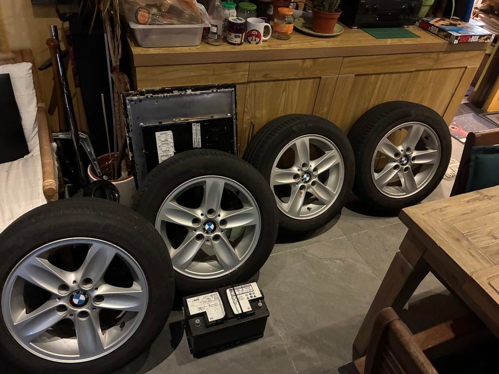 Banden 205 55 r16 91v, origineel bmw, michelin, Ophalen, Gebruikt, 16 inch, Banden en Velgen