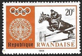 1 Postzegel Rwanda 1968 Olympische Spelen - Mexico (II), Ophalen of Verzenden, Postfris, Sport