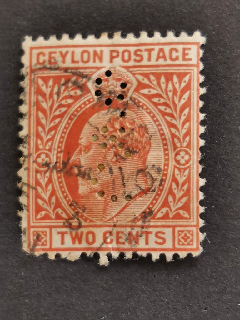 Ceylon 1903 - Koning Edward VII - PERFIN, Postzegels en Munten, Ophalen of Verzenden, Gestempeld, Zuid-Azië