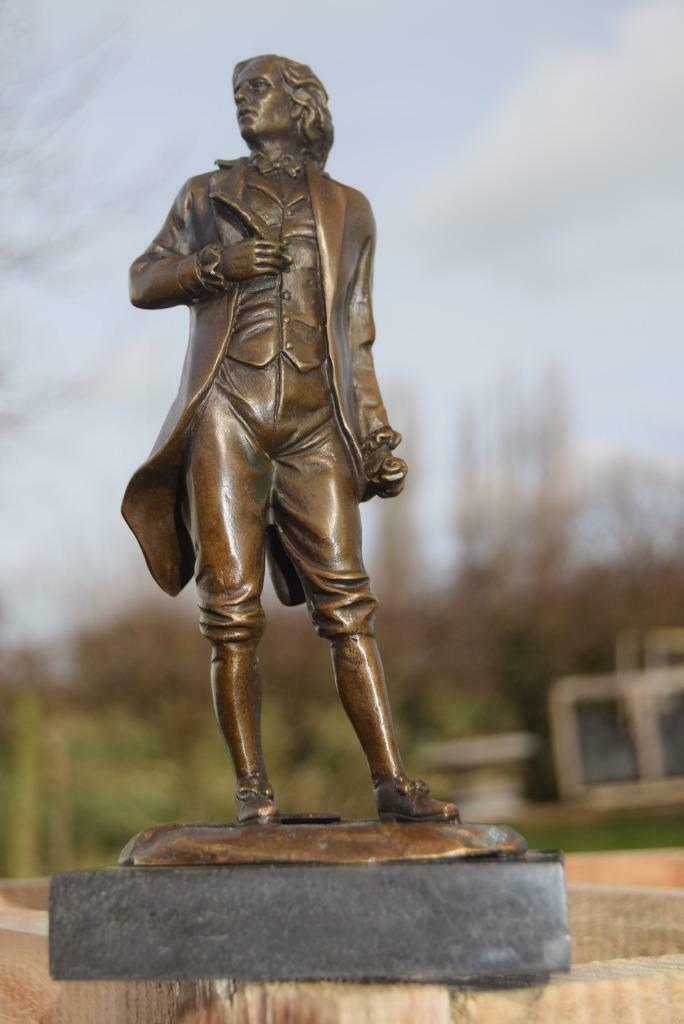 Statue de Mozart en bronze signé sur socle en marbre, Antiek en Kunst, Ophalen of Verzenden, Brons