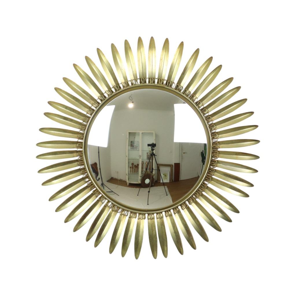 Mid Century Verkoperd Metalen Zonnespiegel Deknudt Convex 54, Antiquités & Art, Antiquités | Miroirs, 50 à 100 cm, Moins de 100 cm