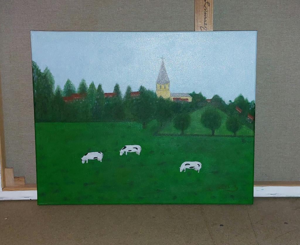 Schilderij ´kerk Voormezele ´ afmetingen 50x40, Ophalen