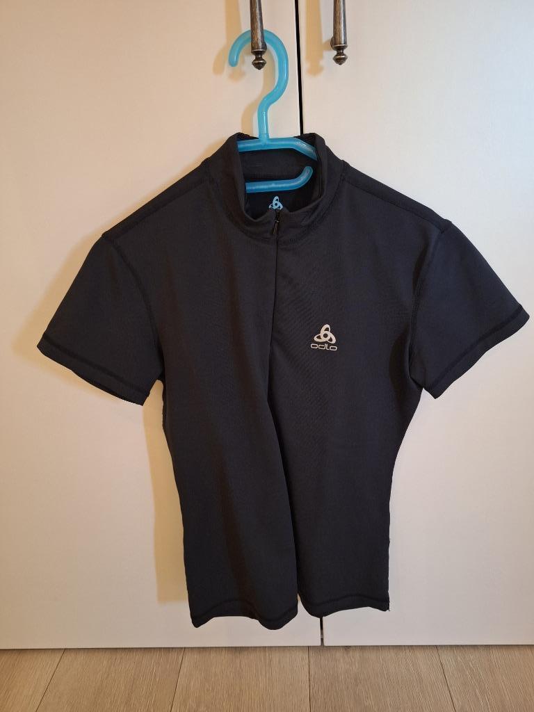 Fietskleding, T-shirt met rits, merk Odlo, maat XS, zwart, Sport en Fitness, Wielrennen, Ophalen of Verzenden, Nieuw, Kleding