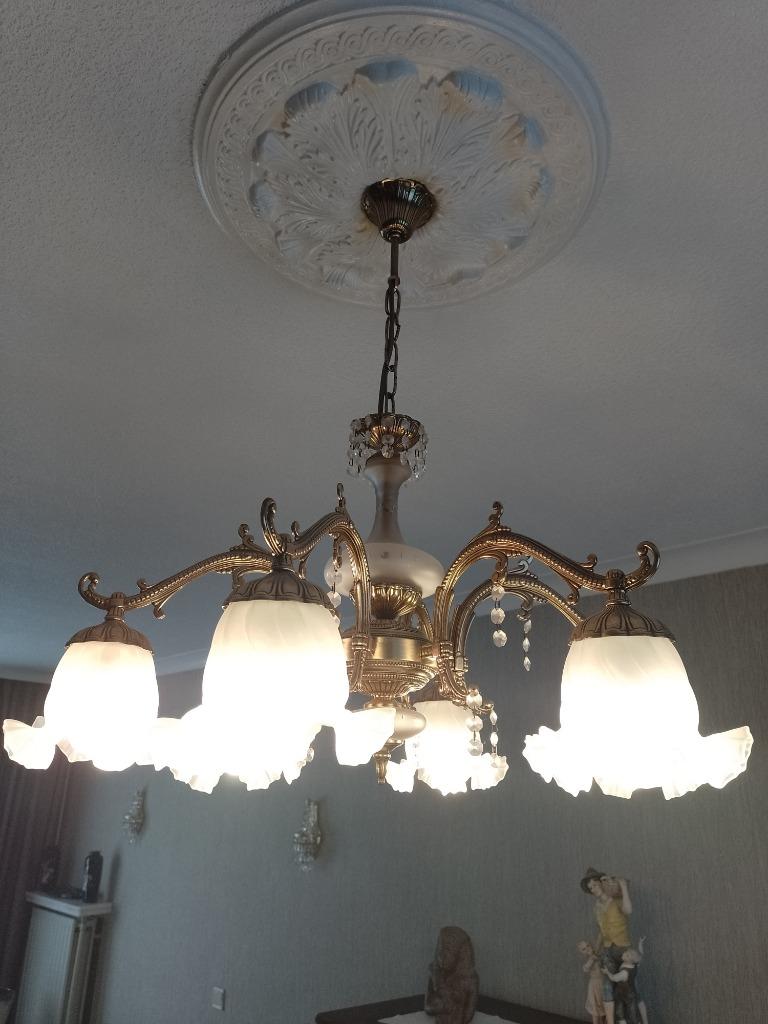 MAGNIFIQUE LUSTRE VINTAGE EN  LAITON, Antiquités & Art, Enlèvement