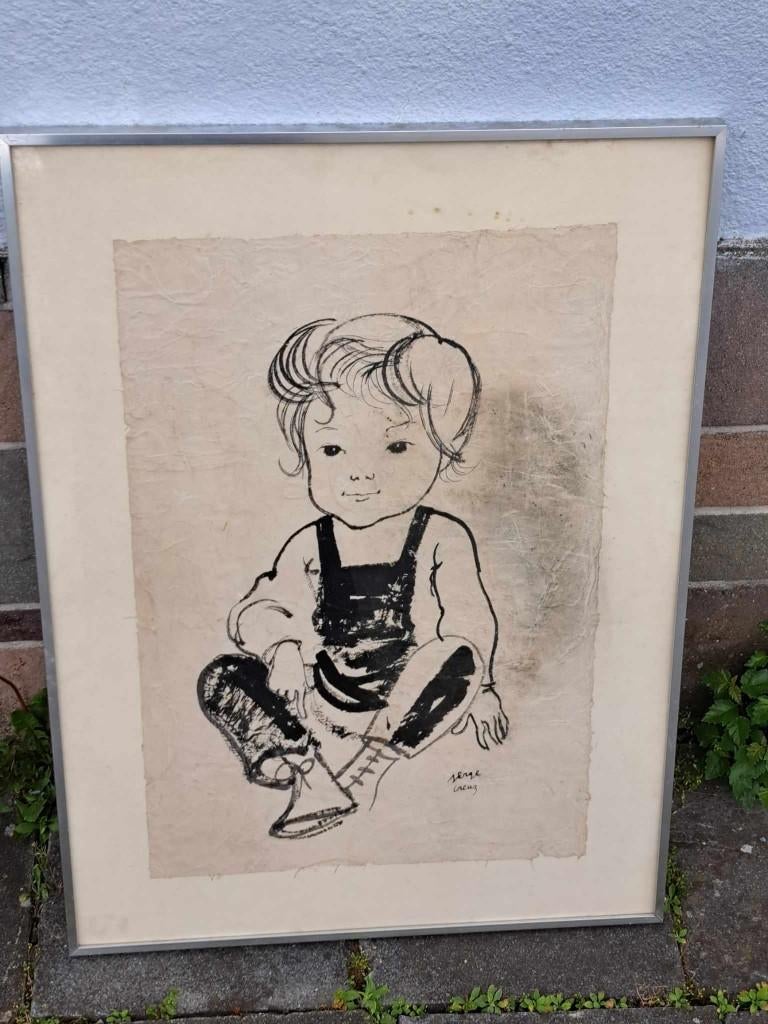 lavis l enfant signe serge creuz, Antiek en Kunst, Ophalen of Verzenden