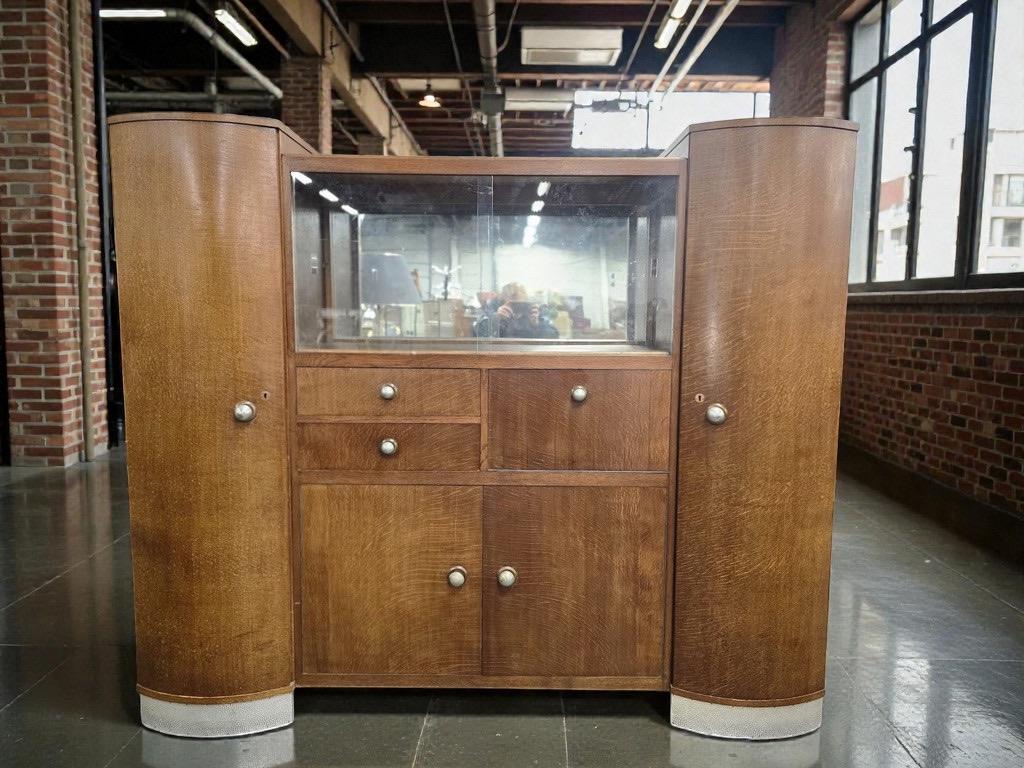 vintage XL art deco houten kast / barkast / vitrine, Ophalen of Verzenden