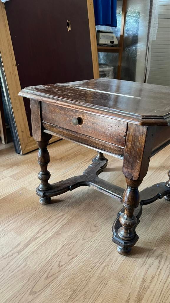 Antieke bijzettafel met lade, Ophalen of Verzenden
