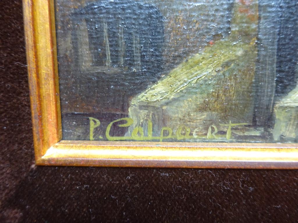 Pros Colpaert, doek, Binnenkoer, 18 x 24 cm, Ophalen of Verzenden