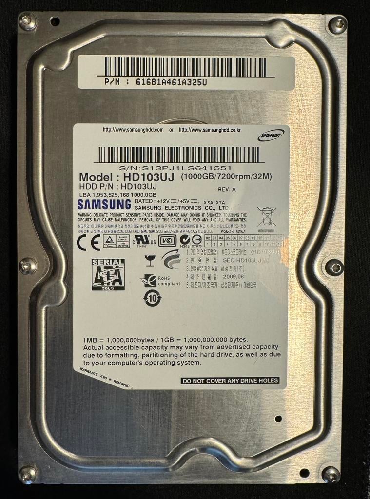 Disque dur Samsung HD103UJ - 1Tb, Zo goed als nieuw