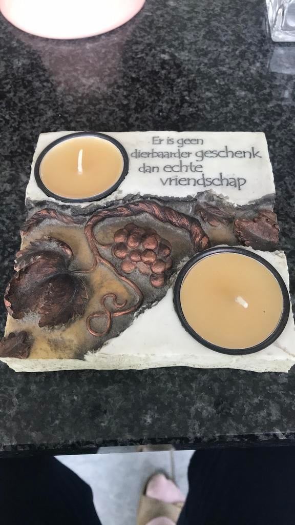 Theelichtje met tekst vriendschap, Antiek en Kunst, Ophalen of Verzenden, Keramiek of Aardewerk