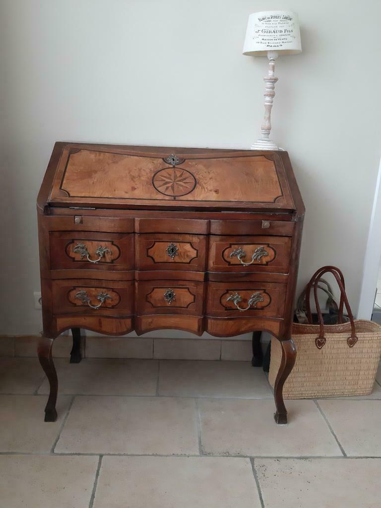 Bureau secrétaire marqueterie, style Louis XV, en fruitier, Enlèvement
