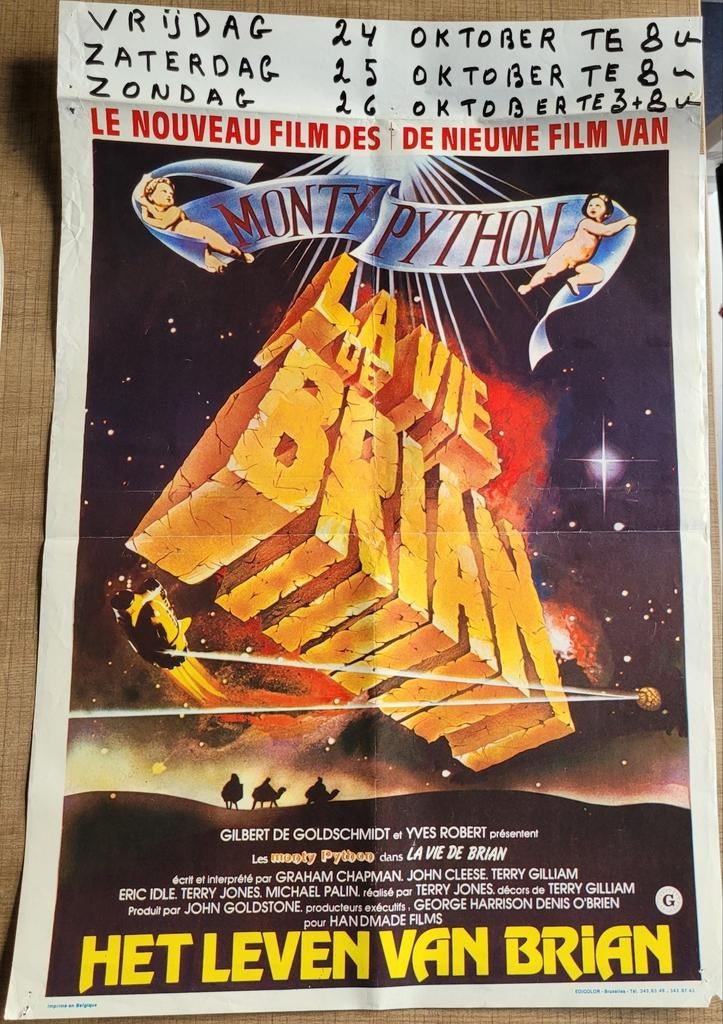 Oude filmposter: Monty Python - Het leven van Brian, Verzamelen, Ophalen of Verzenden, Gebruikt, Film, Poster