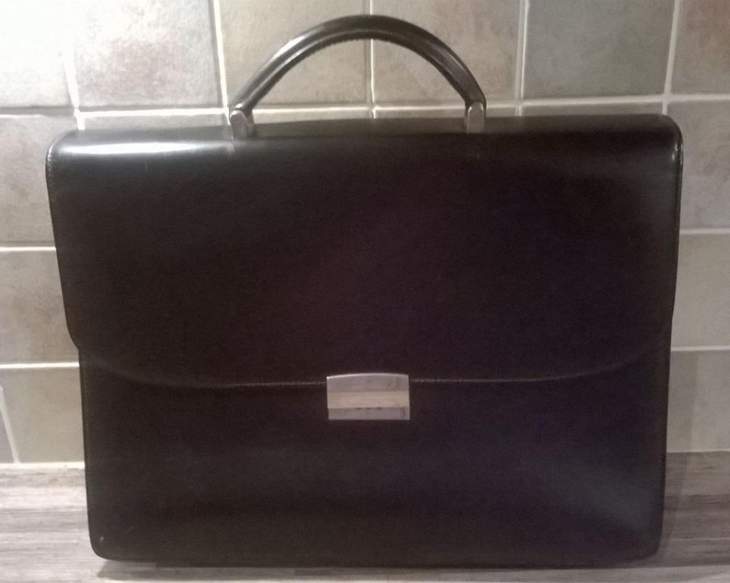 „LANCEL” LEREN AKTETAS, Ophalen, 30 tot 40 cm, Zwart, Aktetas of Boekentas