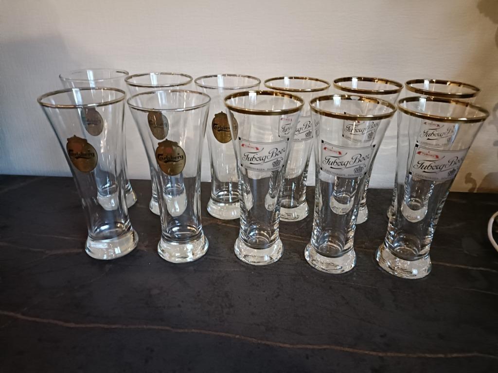bierglazen Tuborg en Carlsberg, Verzamelen, Ophalen, Gebruikt, Bierglas