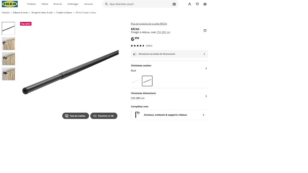 4 barres de rideaux extensibles + 12 supports muraux(ikea), Maison & Meubles, Ameublement | Rideaux & Stores à lamelles, Neuf