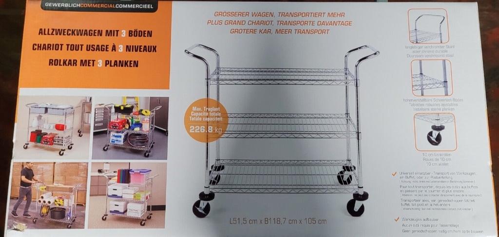 Chariot De Service en Inox à trois niveaux de top qualité !, Articles professionnels, Horeca | Équipement de cuisine, Enlèvement