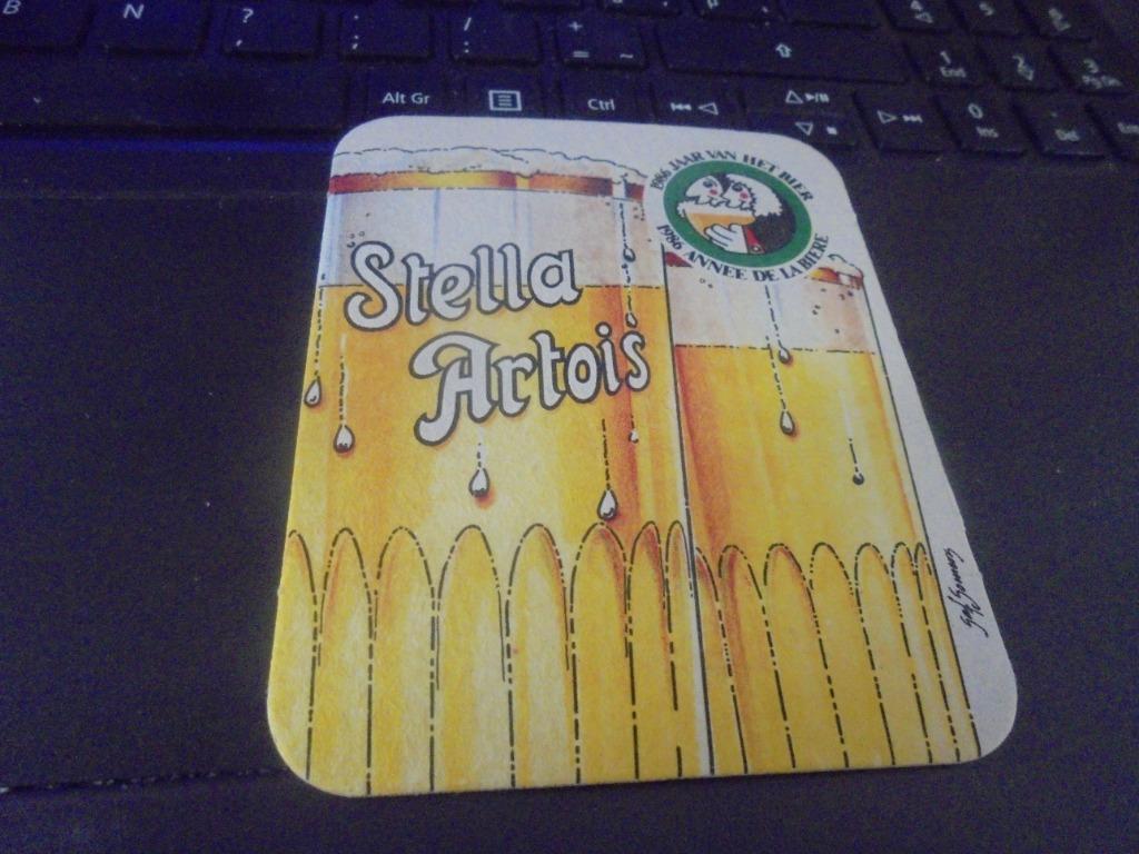 stella artois jaar van het bier 1986, Ophalen of Verzenden, Zo goed als nieuw, Viltje(s), Stella Artois