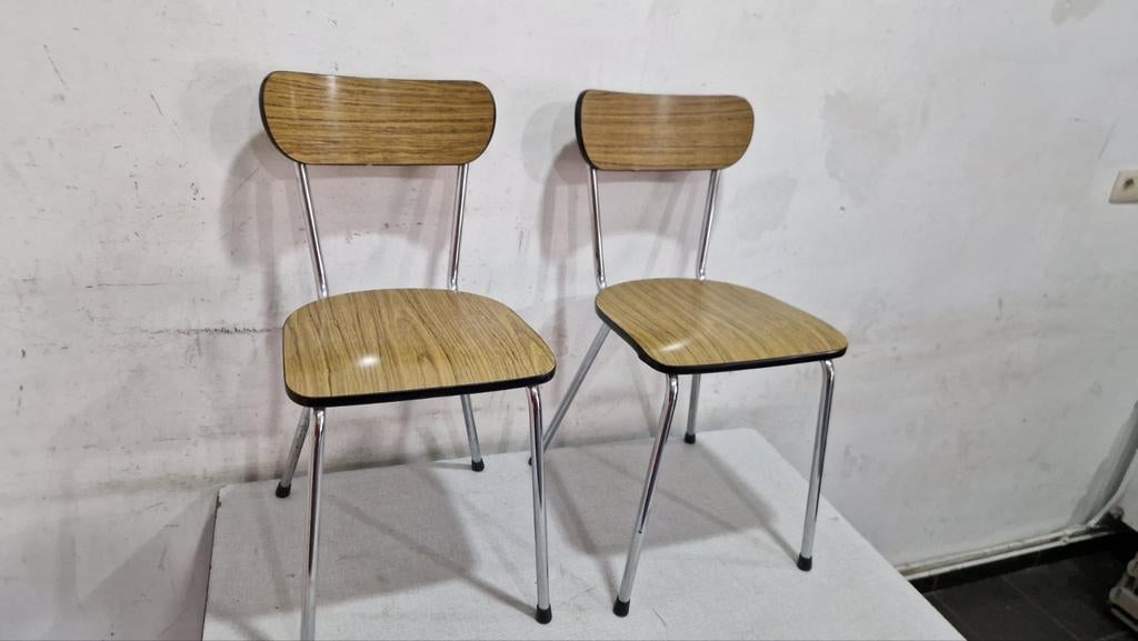 ancienne deux chaises en formica vintage couleur marron anné, Enlèvement ou Envoi, Comme neuf